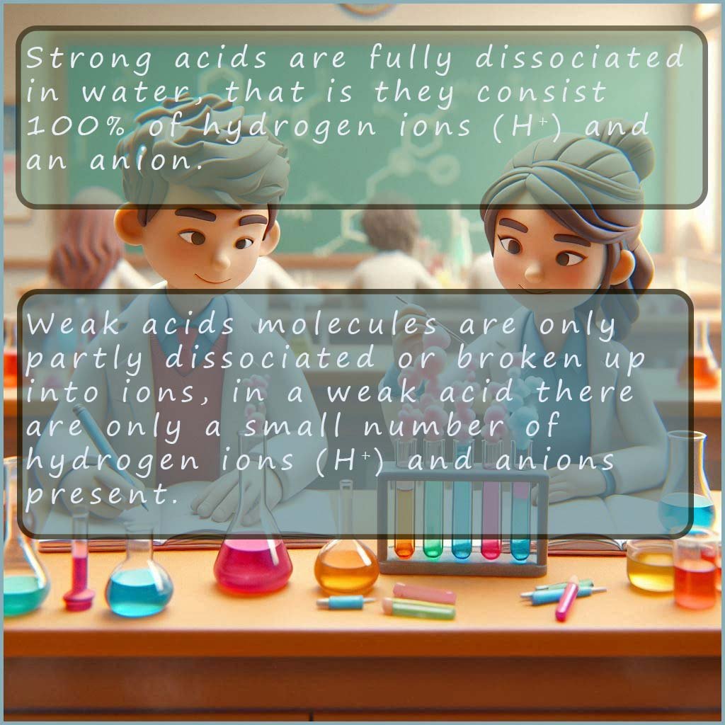 Definitions for weak and strong acids